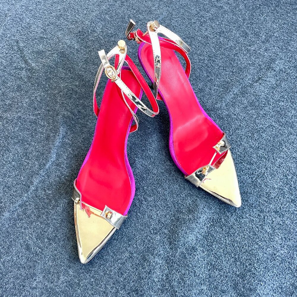 Gold Strappy High Heels - US 11